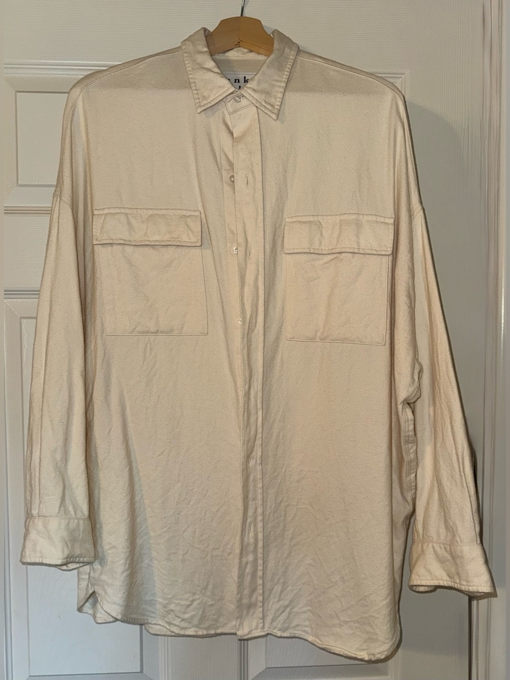 Frank & Eileen McLoghlin Flannel Shirt in Beige Oversized XS/S